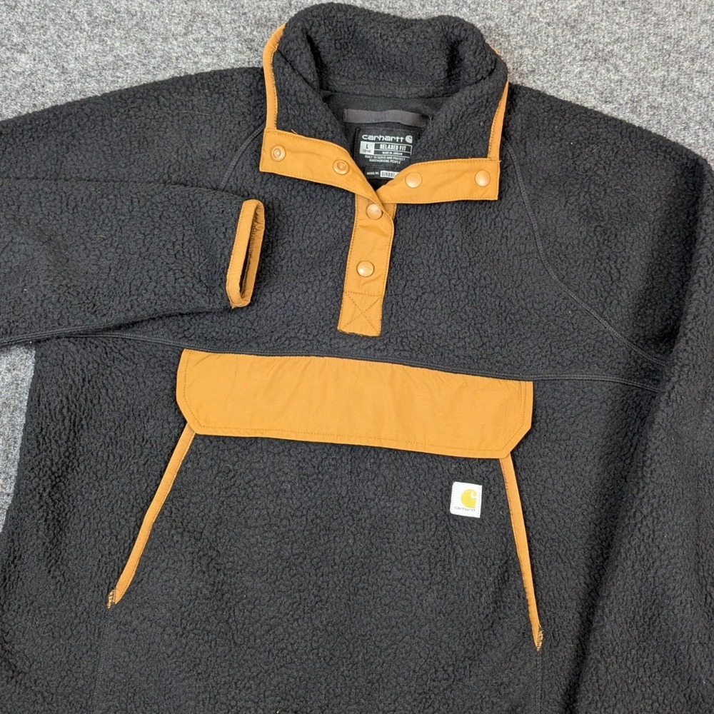 Carhartt Relaxed Fit Cozy Sherpa Fleece Pullover Black Brown Girls Large 12-14